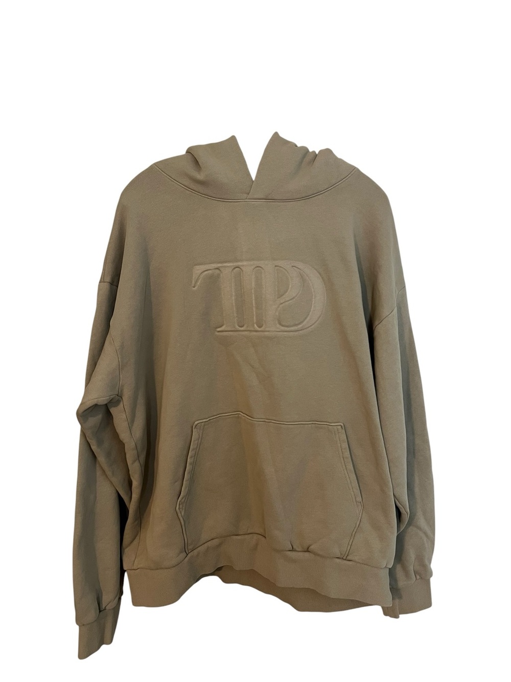 Taylor Swift Tortured Poets Department Hoodie XL Beige TTPD Embossed Heavyweight